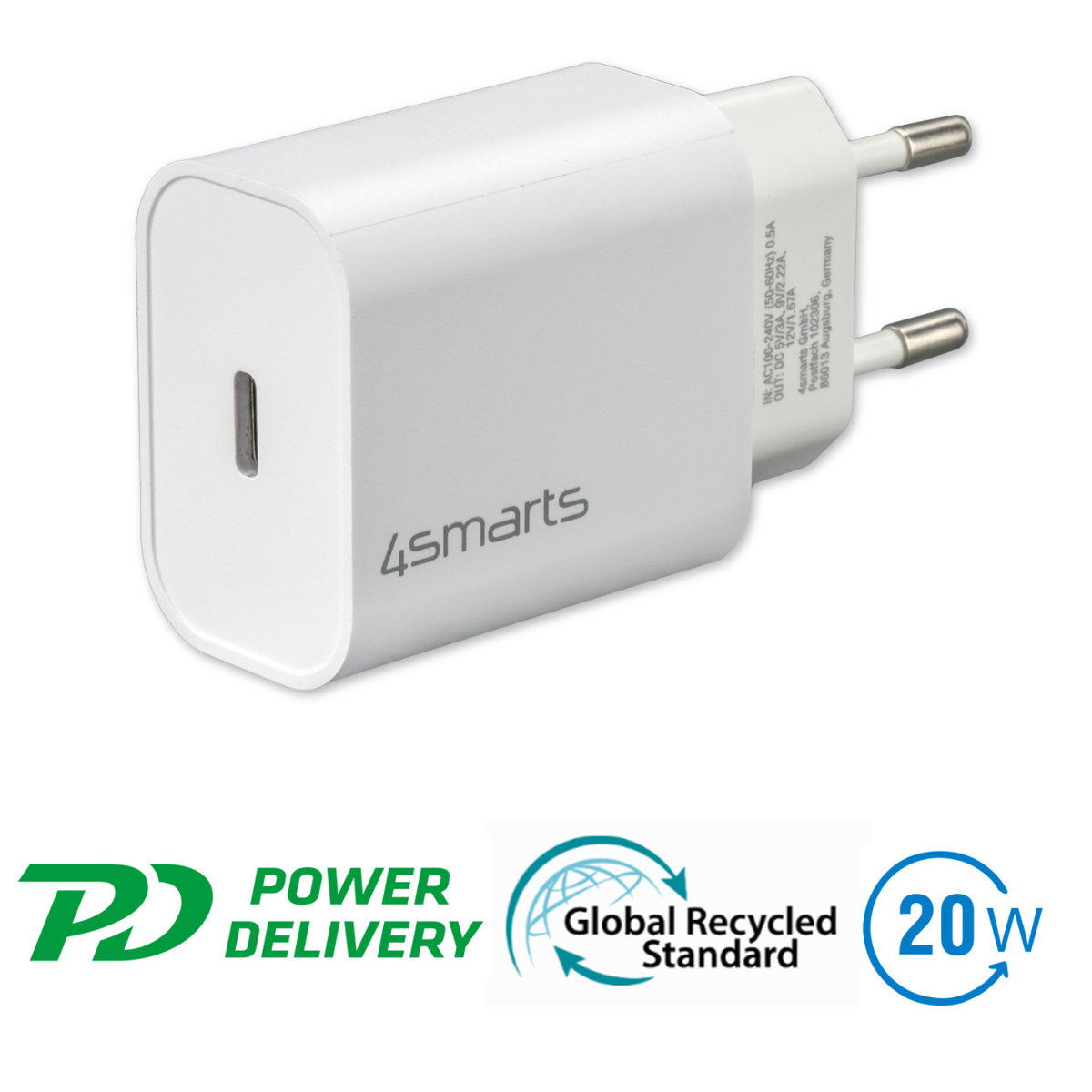 4Smarts Netzladegerät VoltPlug PD 20W weiß