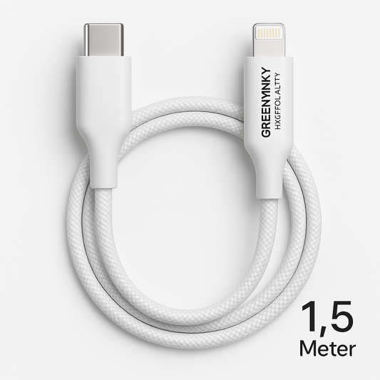 Greenmnky High Quality Ladekabel USB-C auf Lightning (1,5 Meter, Weiß)