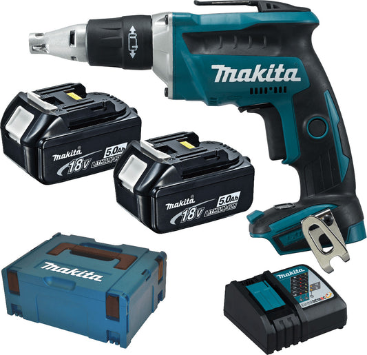 Makita Trockenbauschrauber DFS452RTJ, Akku, 18V / 5,0Ah, mit 2 Akkus und Koffer